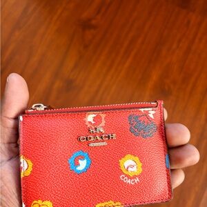 Coach Red Floral Print Wallet